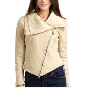 Doma leather sweater trimmed jacket